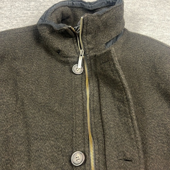Jos A Bank Men’s Large Wool Tweed Coat Brown Black Button/Zip Pockets Luxury - Picture 2 of 13